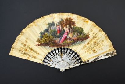  The Pretenders, ca. 1820-1830 Folded fan, the paper leaf engraved and enhanced with...