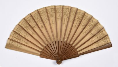 null Empire sequins, circa 1910
Folded fan, the coffee-coloured silk sheet enhanced...