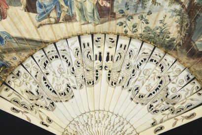 null Pomme d'or, ca. 1740-1750
Folded fan, the skin sheet painted with gouache of...