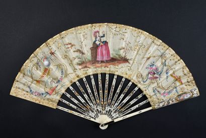 Fan with animation, circa 1780 Rare folded...