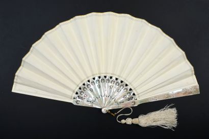  Music in the heart, circa 1890-1900 Folded fan, the skin sheet painted with gouache...