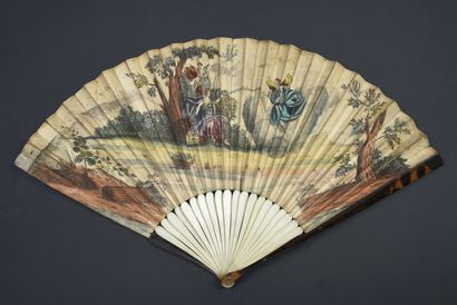 null Zephyr and Flora, circa 1710-1720
A small folded fan, the double paper leaf...
