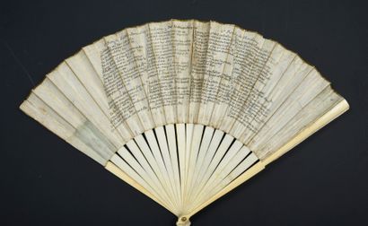  Nicodème dans la lune, circa 1790 Folded fan, the double sheet of paper engraved...