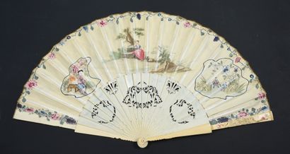 null Promenade hollandaise, circa 1750
Folded fan, the leaf in skin, mounted in English...