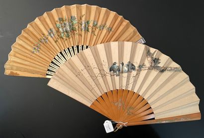 Two fans, late 19th century *One, the silk...