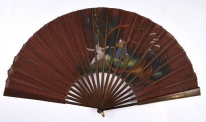 null E. Albert, The Clown and the Hunter Rabbit, ca. 1890
Folded fan, the chocolate-coloured...