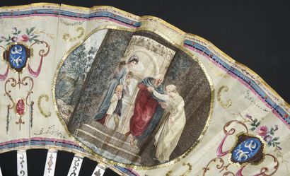 null Family Piety, ca. 1780-1790
Folded fan, the cream silk sheet decorated with...