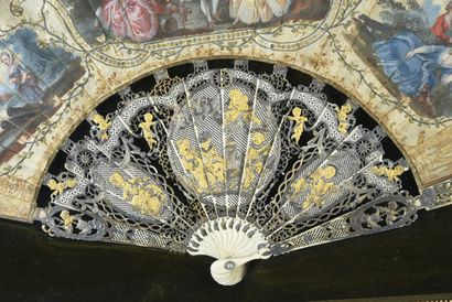 null Love Unites Hearts, ca. 1780
Folded fan, the cream silk leaf painted with three...