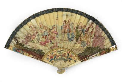 null Dido and Aeneas, ca. 1700
Broken type fan in painted ivory* of the meeting of...