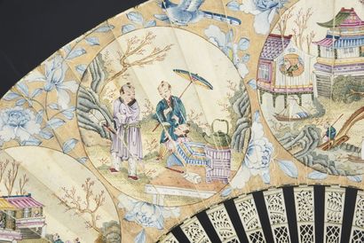 null Journey to China, circa 1760-1770
Folded fan, the skin sheet mounted in English...