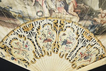 null Les charmes de la vie champêtre, circa 1750
Folded fan, the leaf in skin, mounted...