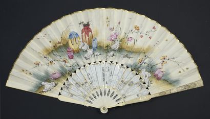 null The Toilet of Esther, ca. 1760
Folded fan, the leaf in skin, mounted in English...