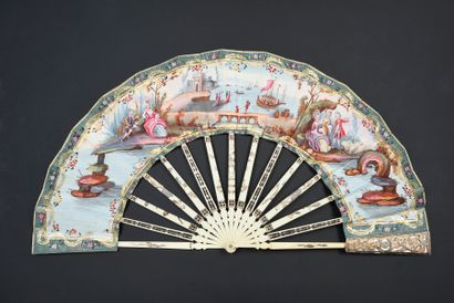 null Departure for the Far East, ca. 1760
Folded fan, the double sheet of paper painted...