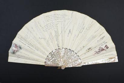 null Guestbook of a Parisian salon, 
Autograph fan, ca. 1870-1880
Folded fan, double...