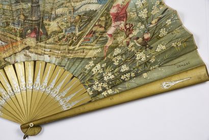 null The Eiffel Tower, 1889
Folded fan, the fabric sheet printed in colour and coated,...