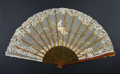 null Trèfles de diamants, circa 1890-1900
Folded fan, the silk leaf painted with...