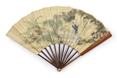 null "Kongming, like a fish in water," China, early 19th century
Folded fan, the...