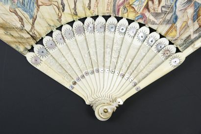 null Justice, ca. 1700-1720
Folded fan, the leaf in skin, mounted in English and...