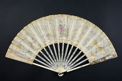 null Fan with animation, circa 1780
Rare folded fan, presenting two animation systems...