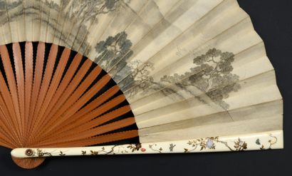 null Cranes, Japan, 19th century
Folded fan, the double silk leaf painted with three...