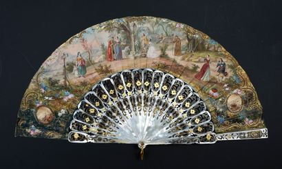 null Pilgrimage to Our Lady, ca. 1850
Rare folded fan, the double sheet of gouache-painted...