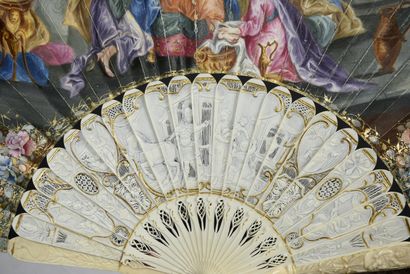 null The Toilet of Esther, ca. 1760
Folded fan, the leaf in skin, mounted in English...