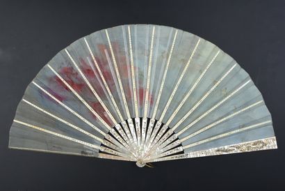 BILLOTEY Poppies, ca. 1890-1900
Folded fan, the silk leaf painted on a shaded background...