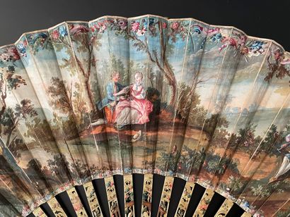 null Les refus timides, circa 1760-1770
Folded fan, the double gouache-painted paper...