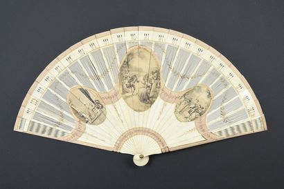 null Entrevues galantes, circa 1900-1920
Broken bone fan with three oval engravings...