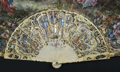 null Le jeu de pied de bœuf, circa 1740-1750
A folded fan known as "full flight",...