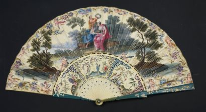 Chinese lacquer, circa 1750 Folded fan, the...