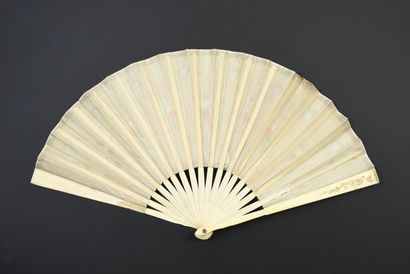 null Birds of paradise, circa 1900-1920
Folded fan, the silk leaf painted with birds...