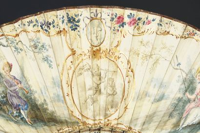 null Promise of love, circa 1750
Folded fan, the leaf in skin, mounted in English,...