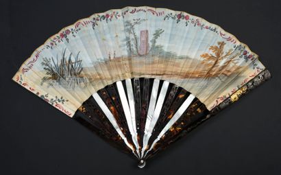null Les vendanges de l'amour, circa 1760-1770
Folded fan, the double gouache-painted...