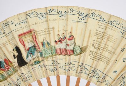  Assemblée des notables, 1787 Folded fan, the double sheet of engraved paper showing...