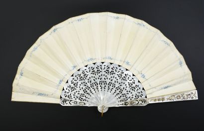 Gustave Lasellaz (1841-1918) 
Thinking of Grapes, ca. 1880
Folded fan, skin-lined...