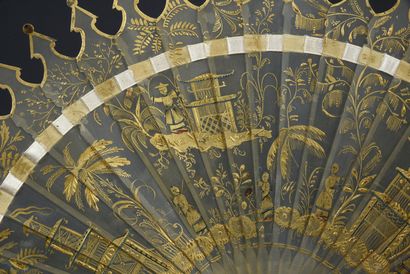 null Chinese pagodas, circa 1820
A broken horn fan with gilt decoration of three...