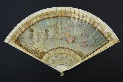 null Pierrot, Harlequin and Scaramouche, circa 1710-1720
Broken ivory fan* painted...