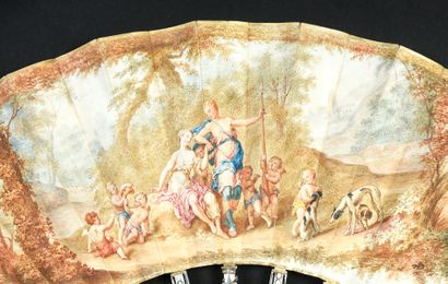 null Adonis going hunting, circa 1780
Folded fan, painted skin sheet of Venus trying...