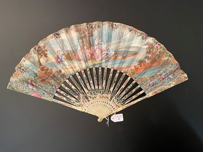 null The little dancer, circa 1760
Folded fan, the sheet painted in gouache of a...