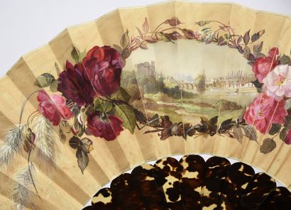 null View of Munich, ca. 1870
Folded fan, the buff silk sheet painted with a broad...