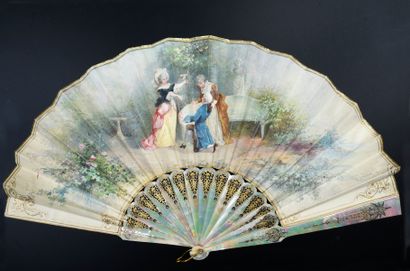 Gustave Lasellaz (1841-1918) The Happy Knight, ca. 1880
Folded fan, painted skin...