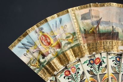  A Hurricane in Havana, ca. 1846 Rare folded fan, the double sheet in chromolithographed...