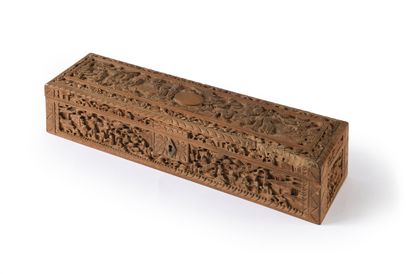 null Fan box, China, 19th century
Important rectangular sandalwood box carved on...