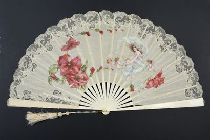 null Woman with Poppies, ca. 1901
Folded fan, the cream silk sheet painted with three...