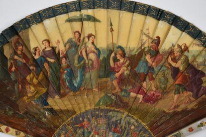 null Dido and Aeneas, ca. 1700
Broken type fan in painted ivory* of the meeting of...