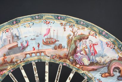 null Departure for the Far East, ca. 1760
Folded fan, the double sheet of paper painted...