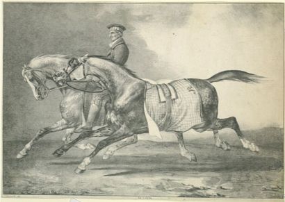 Théodore Géricault (1794-1824) 
Horses exercising, circa 1821.
Lithograph on paper...