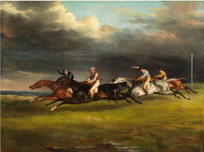 Théodore Géricault (1794-1824) 
Horses exercising, circa 1821.
Lithographie sur papier...
