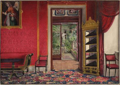 Wilhelm Schumann (act.1830-1844) 
Le salon de la princesse Charles de Prusse, née...